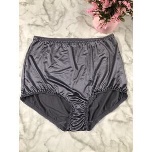 VINTAGE Vanity Fair Shiny Nylon Satin Stretch Panty 10/3XL SILVER Trim 40301